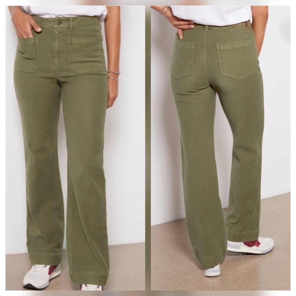 Faherty Stretch Terry Patch Pocket Wide Leg Pant